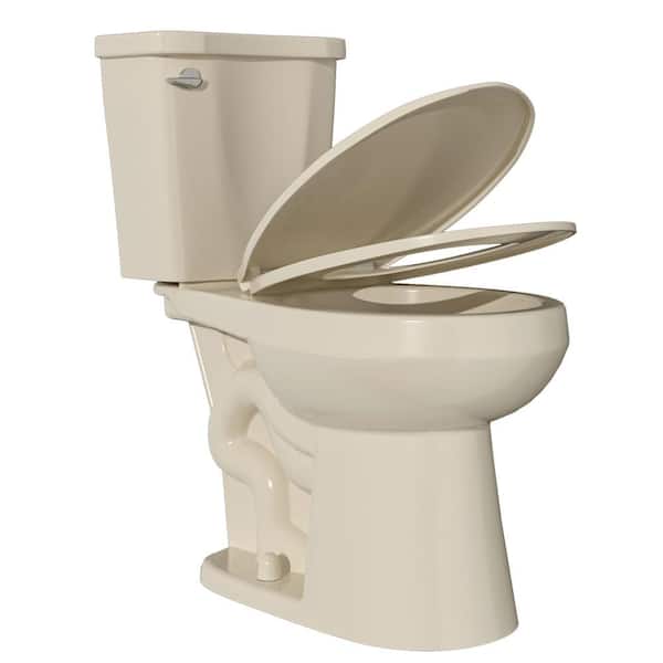Standard ADA Height Toilet 1.28 GPF Single Flush Round 2-Piece 17 in. Toilet in Bone w/ Soft Close Seat 12 in. Rough In