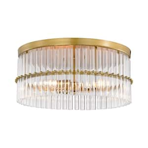 Fiona 18.3 in. Wide 3-light Brushed Brass Flush Mount