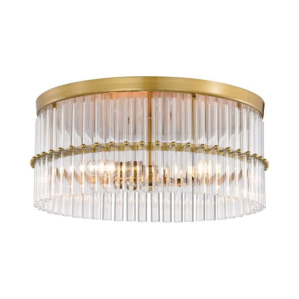 Jojospring Fiona 18.3 in. Wide 3-light Brushed Brass Flush Mount
