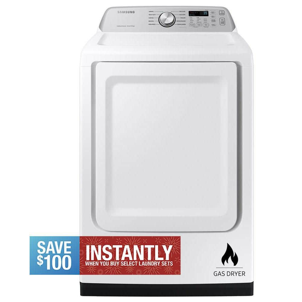7.4 cu. ft. Vented Front Load Smart Gas Dryer with Sensor Dry in White