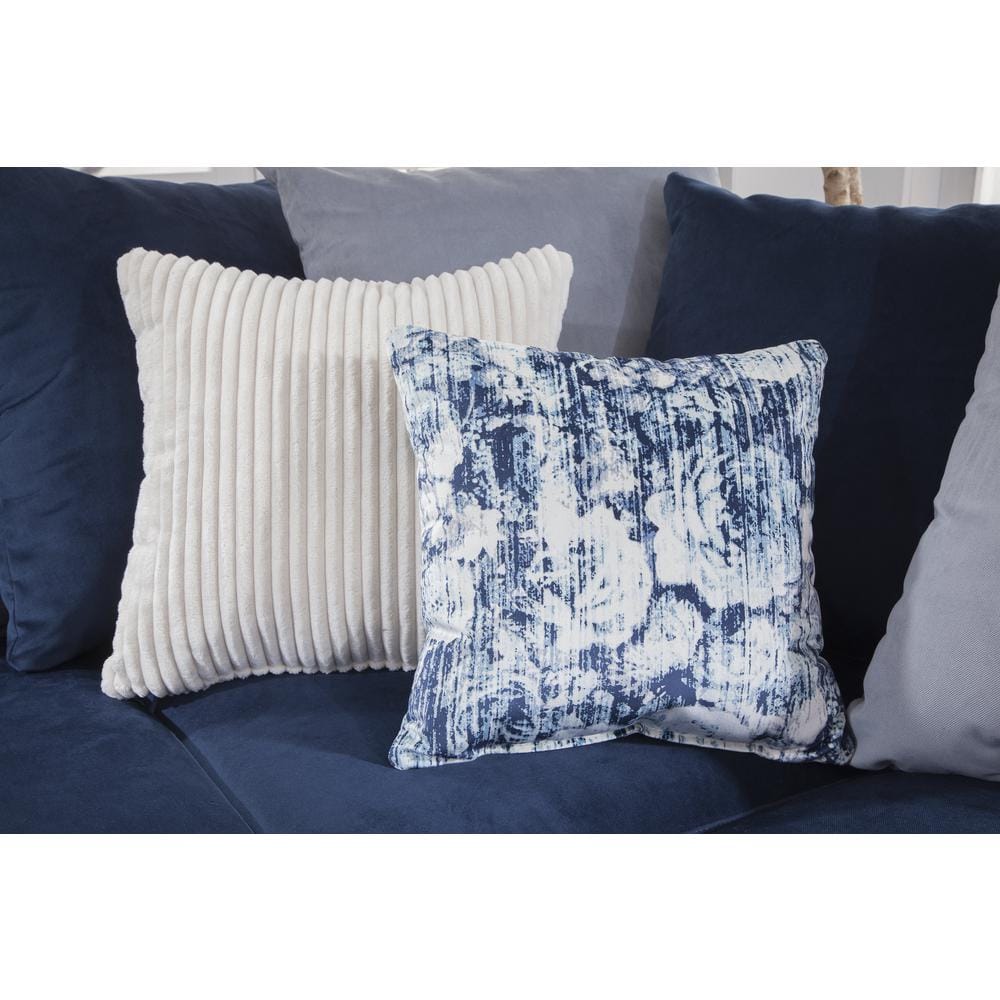 Navy Blue Microfiber Two-Piece Sectional Sofa with Chaise