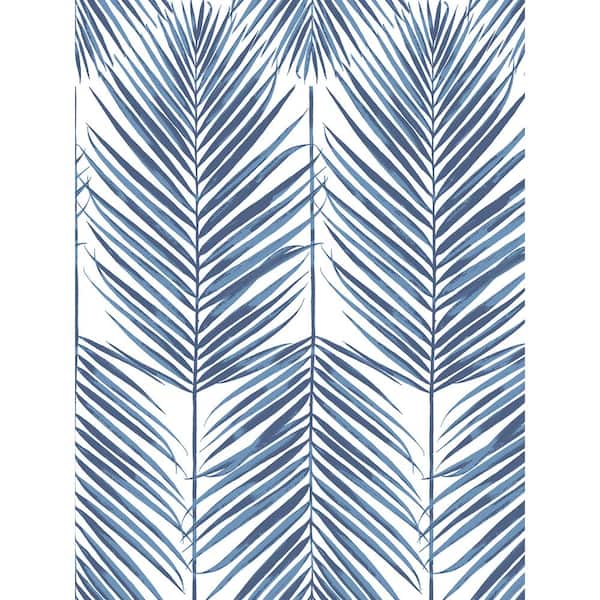 NextWall Coastal Blue Paradise Palms Vinyl Peel and Stick Wallpaper Roll 40.5 sq. ft.