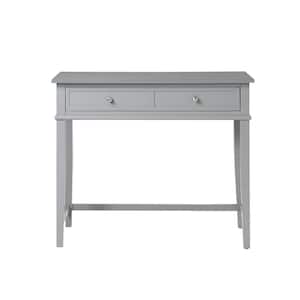 36 in. Rectangular Gray 2 Drawer Writing Desk with Solid Wood Material