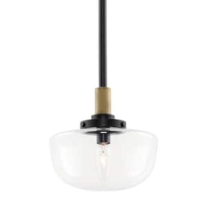 Grove 60-Watt 1-Light Black Farmhouse Pendant Light with Clear Shade, No Bulb Included