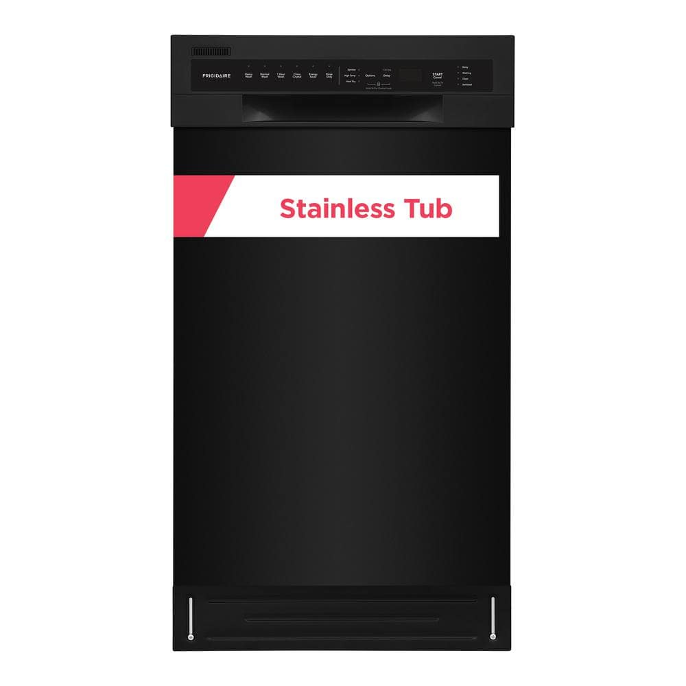 18 in. Black Front Control Built-In Tall Tub Dishwasher with Stainless Steel Tub, ENERGY STAR, 52 dBA