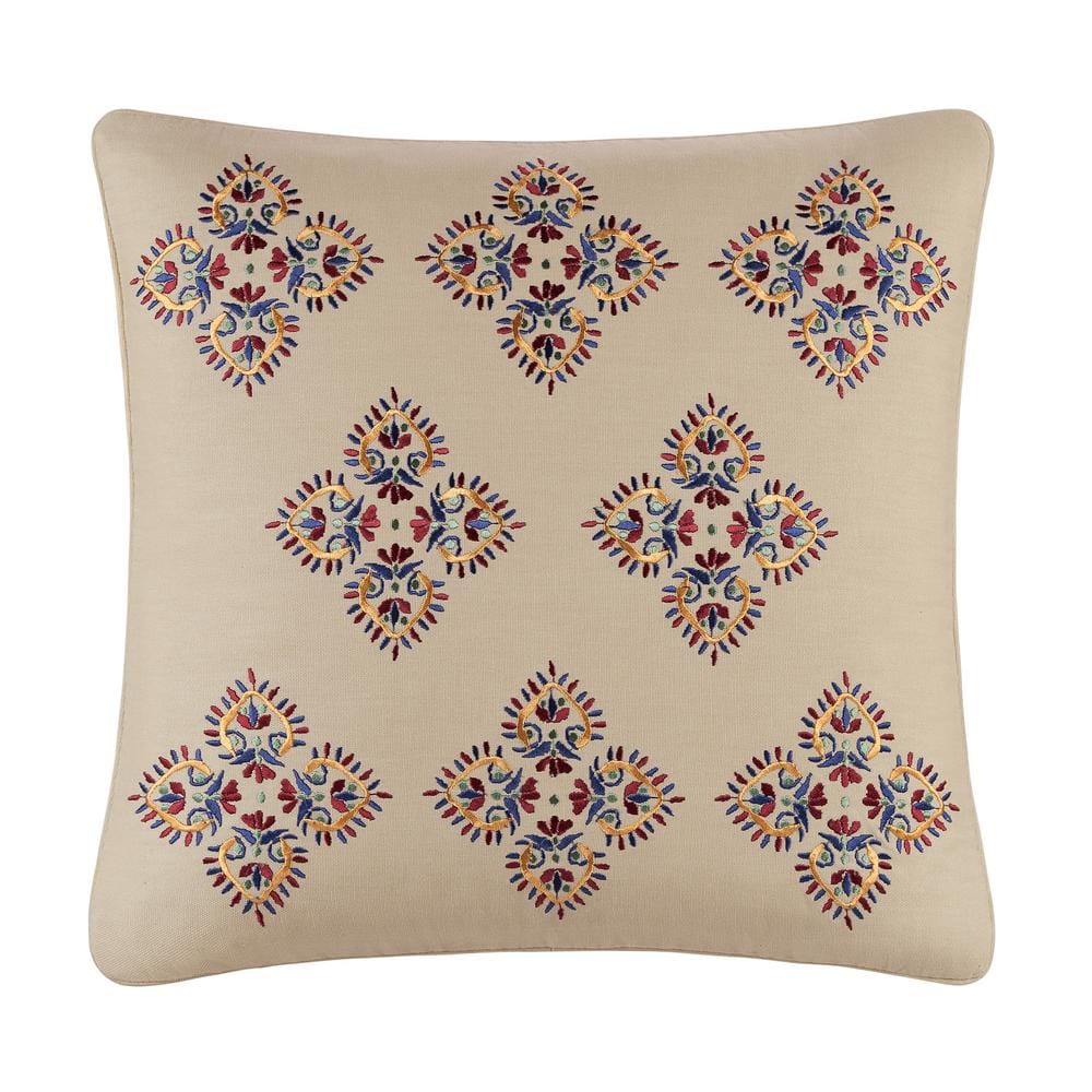 Waverly Castleford Jewel Damask Cotton 18 in. W x 18 in. L Decorative