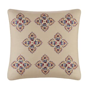 Castleford Jewel Damask Cotton 18 in. W x 18 in. L Decorative Throw Pillow