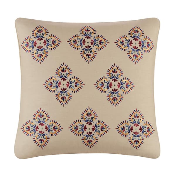 Waverly Castleford Jewel Damask Cotton 18 in. W x 18 in. L Decorative Throw Pillow