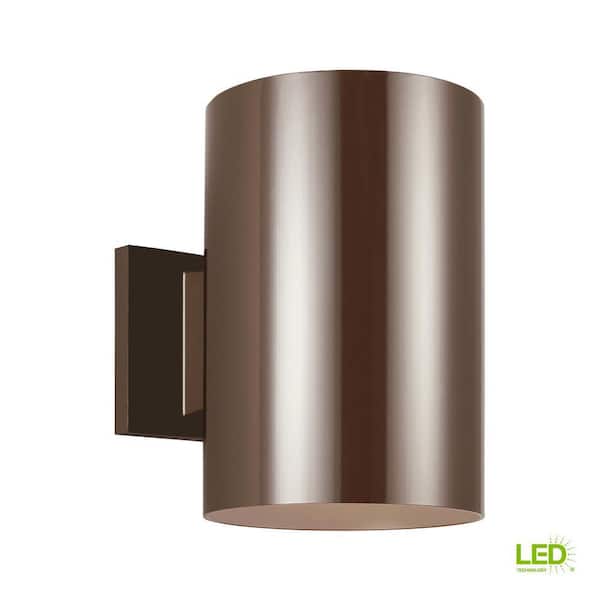 Generation Lighting - Outdoor Cylinders 1-Light Bronze Outdoor Wall Lantern Sconce with LED Bulb