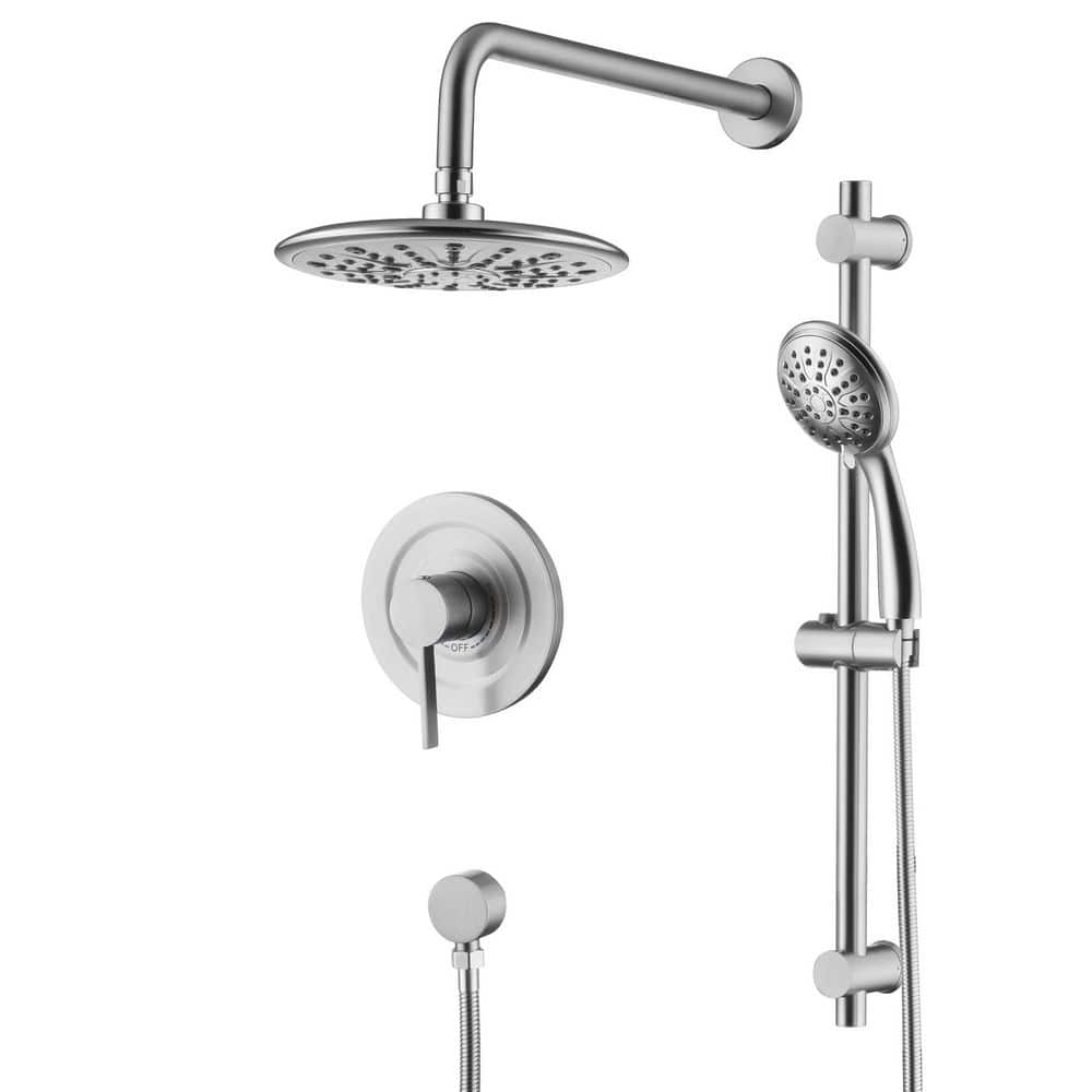 Flexible Height Single Handle 1-Spray Shower Faucet 1.8 GPM with Ceramic Disc Valves in Brushed Nickel (Valve Included) price history on PriceWatchPro