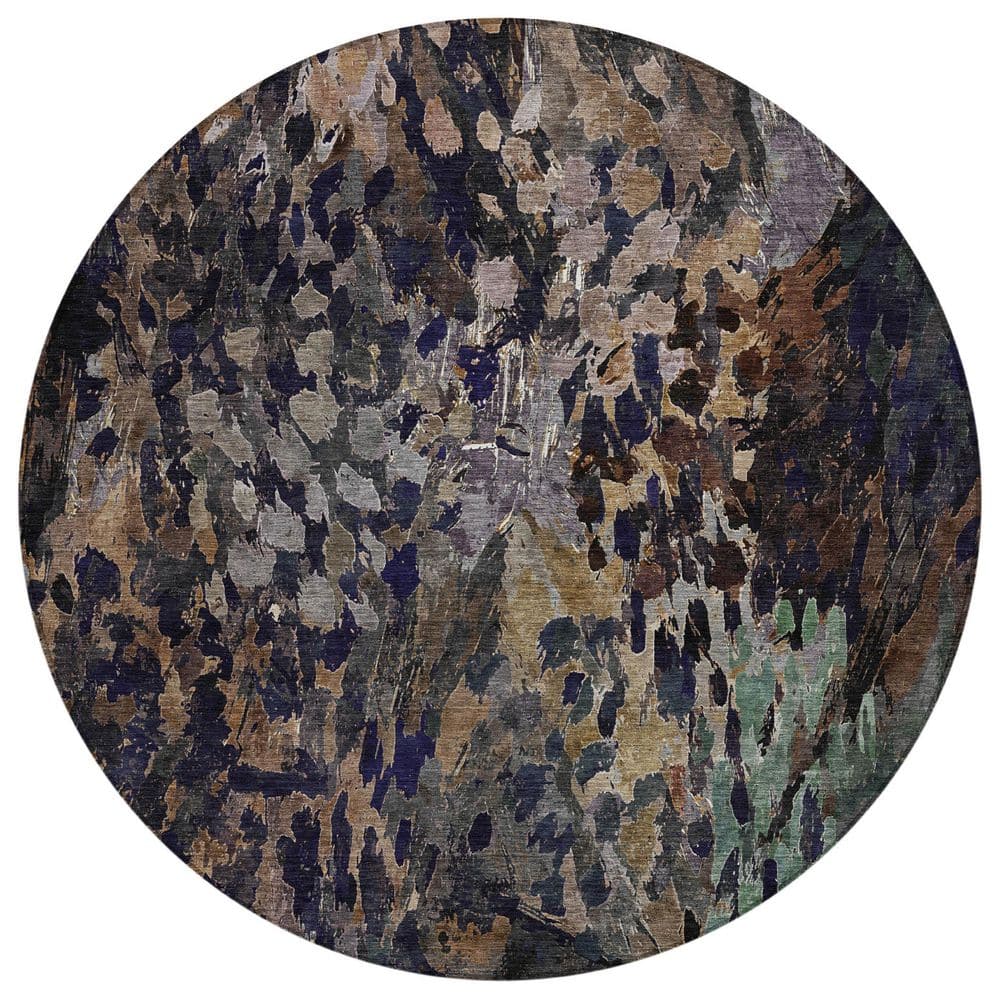 Chantille Machine Washable Indoor/Outdoor Abstract ACN2737 Brown 8 ft. x 8 ft. Round Rug price history on PriceWatchPro