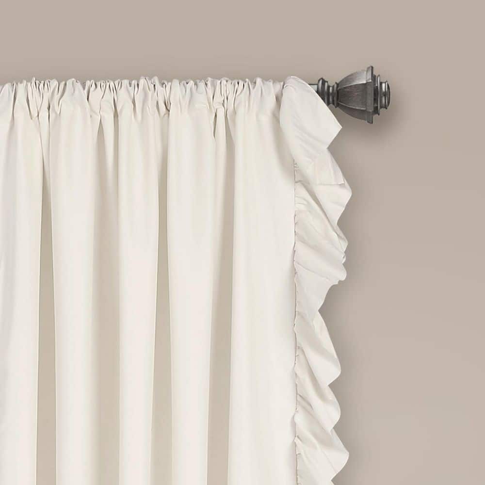 Pure White Polyester Room-Darkening Ruffled Curtain Panels, 54"W x 45"L
