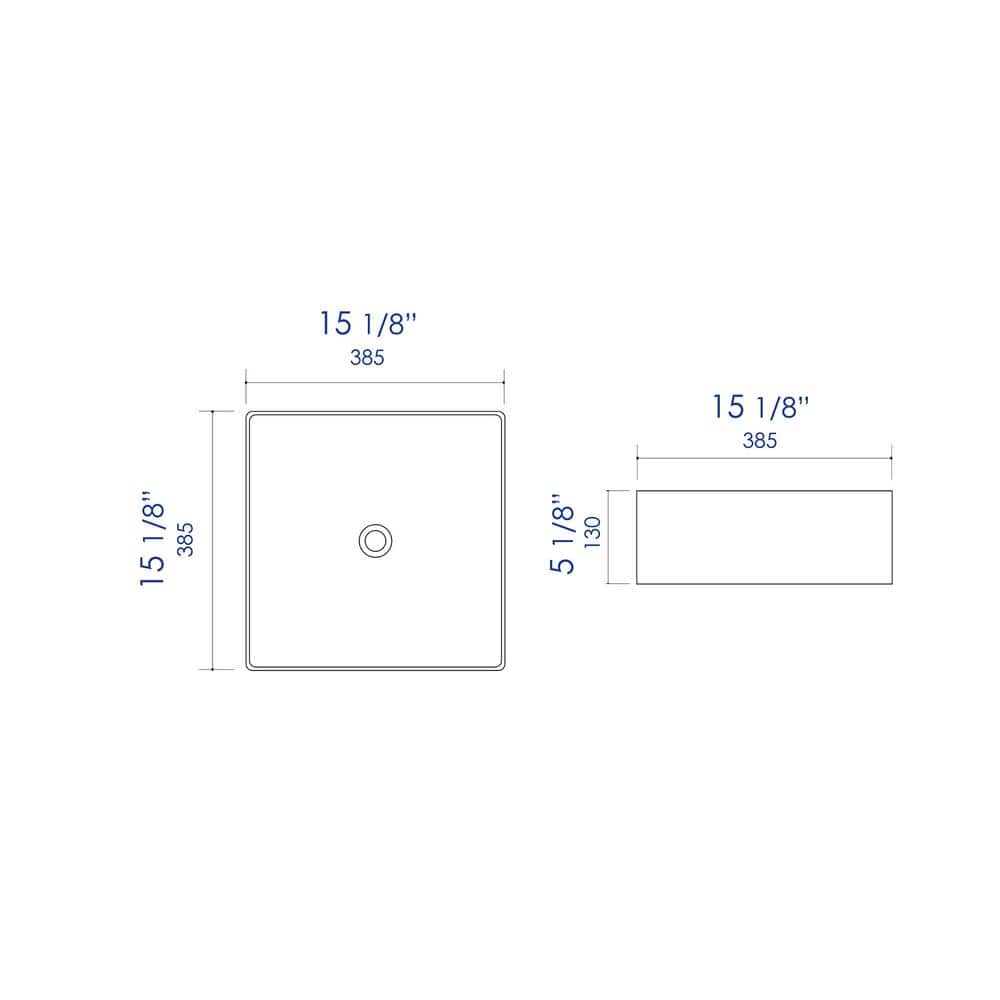 Black Matte Square Ceramic Bathroom Sink 15.13"