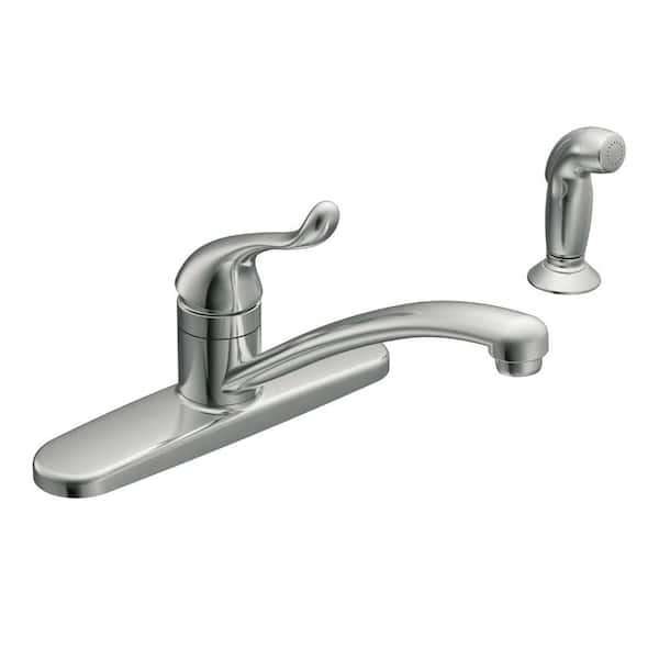 MOEN Adler Single-Handle Low Arc Kitchen Faucet in Chrome Side Sprayer