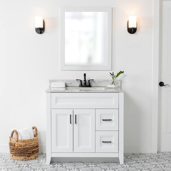 Ridge 36 in. W x 22 in. D x 34 in. H Freestanding Bath Vanity Cabinet without Top in White