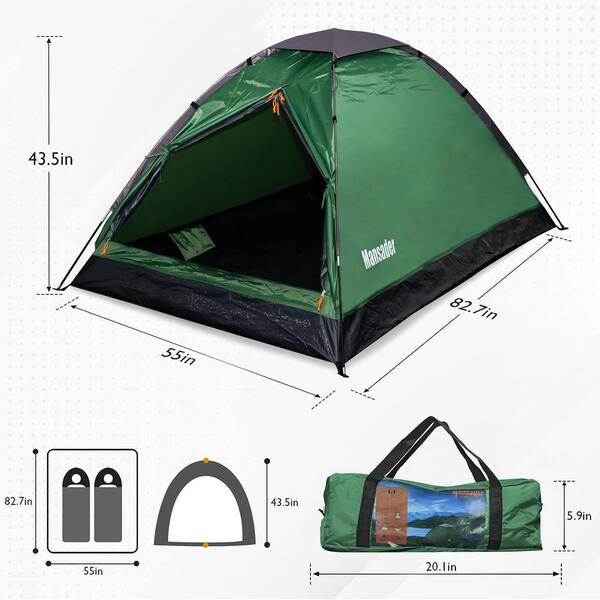 GARSING 2-Person Polyester Dome Tent with Carry Bag in Dark