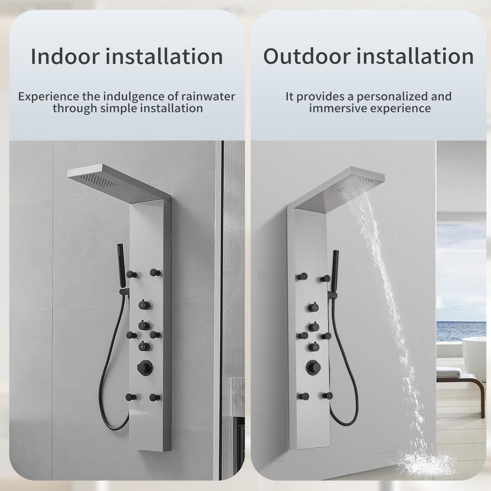 Black Nickel Multi-Function Rainfall Shower Panel System with Body Jets