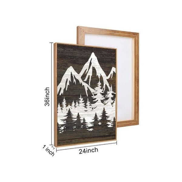 3 Panels 36 in. x 24 in. Brown Mountain Tree