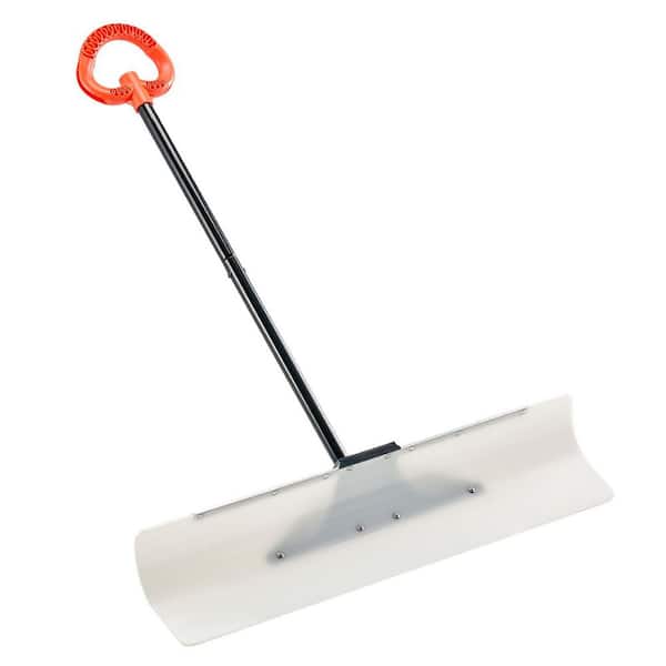 Snow Pusher Shovel, 40.55 in. Steel Handle Length for Efficient Snow Removal, Metal Handle, Plastic Blade, Snow Shovel