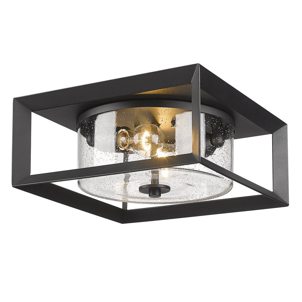 Golden Lighting Parrish 13.25-in Black Traditional Semi-flush Mount Light
