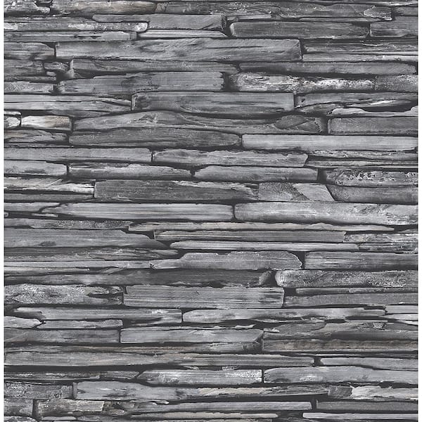 Brewster McGuire Grey Stacked Slate Paper Strippable Roll Wallpaper (Covers 56.4 sq. ft.)