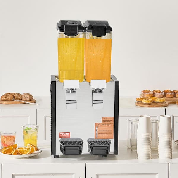 Commercial Beverage Dispenser,2 Tanks 10.6 Qt. Per Tank Juice Dispenser,270-Watt Stainless Steel Iced Tea Drink Machine