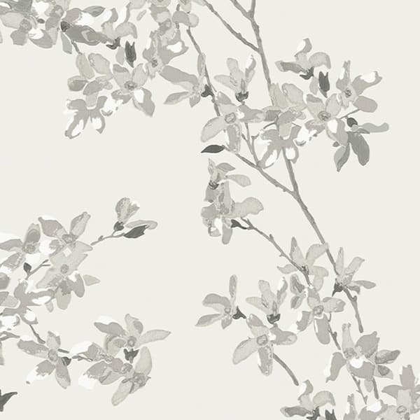 Laura Ashley Country Charm 8-in Grey/Cream Non-Woven Floral 56-sq ft Unpasted Paste The Wall Wallpaper Sample in Gray | 11334994