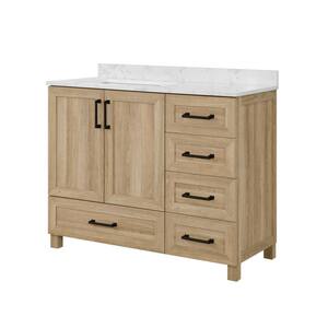 Tobana 42 in. W x 19 in. D x 34.5 in. H Bath Vanity in Natural Oak with White Cultured Marble Top