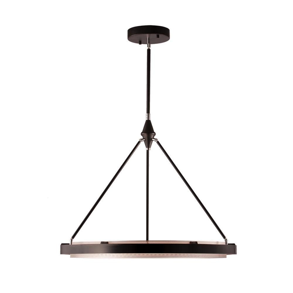 Duo 32 in. 1 Light 62-Watt Classic Black/Silver Shimmer Integrated LED Pend
