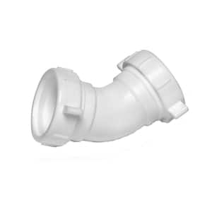 1-1/2 in. 45-Degree White Plastic Double Slip-Joint Sink Drain Elbow Pipe