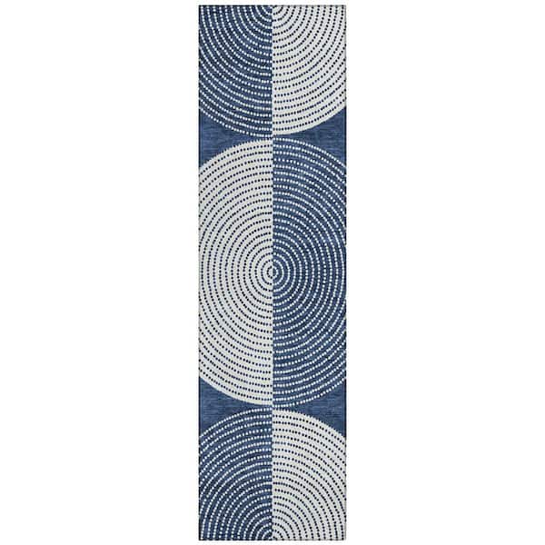 Chantille Machine Washable Indoor/Outdoor Abstract ACN2275 Navy 2 ft. 3 in. x 7 ft. 6 in. Runner Rug