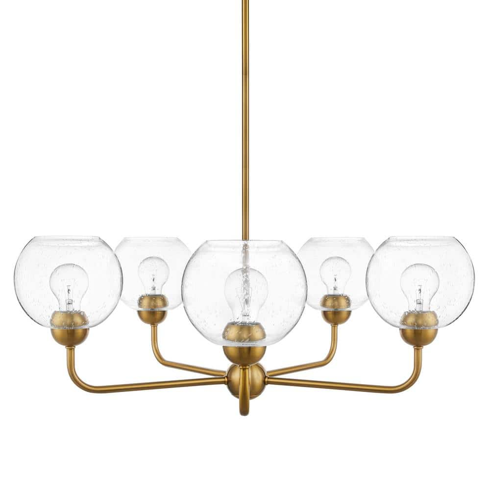 Jill 5-Light Gold Chandelier with Clear Seeded Glass Shade -  Home Decorators Collection, 45095-HBOG