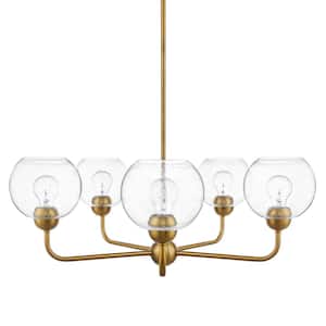 Jill 5-Light Gold Chandelier with Clear Seeded Glass Shade