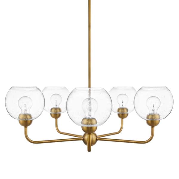 Home Decorators Collection Jill 5-Light Gold Chandelier with Clear Seeded Glass Shade