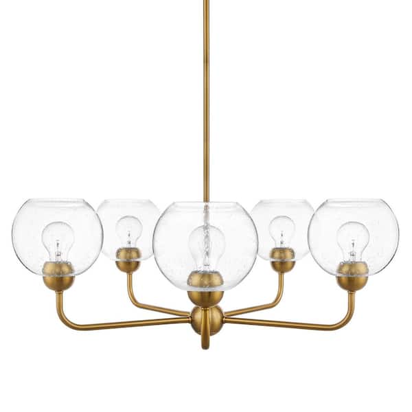Jill 5-Light Gold Chandelier with Clear Seeded Glass Shade