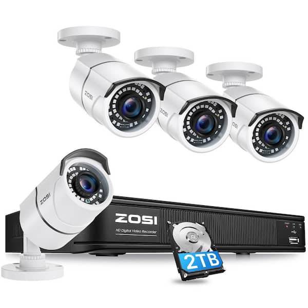 8-Channel 3K-Lite 2TB DVR Security Camera System with 4 1080p Wired Bullet Cameras, 120ft Night Vision, Motion Detection