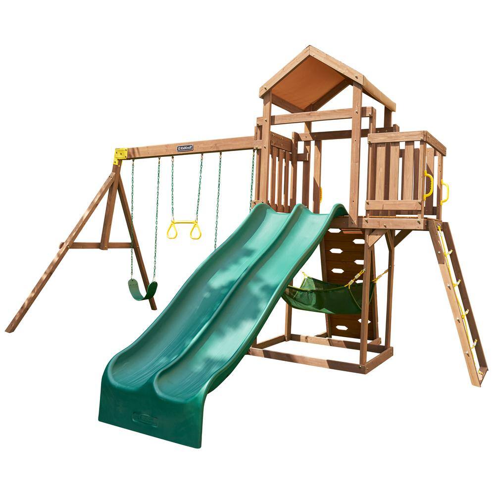 KidKraft Adventure Vista Wooden Swing Set/Playset with Hammock, Two ...