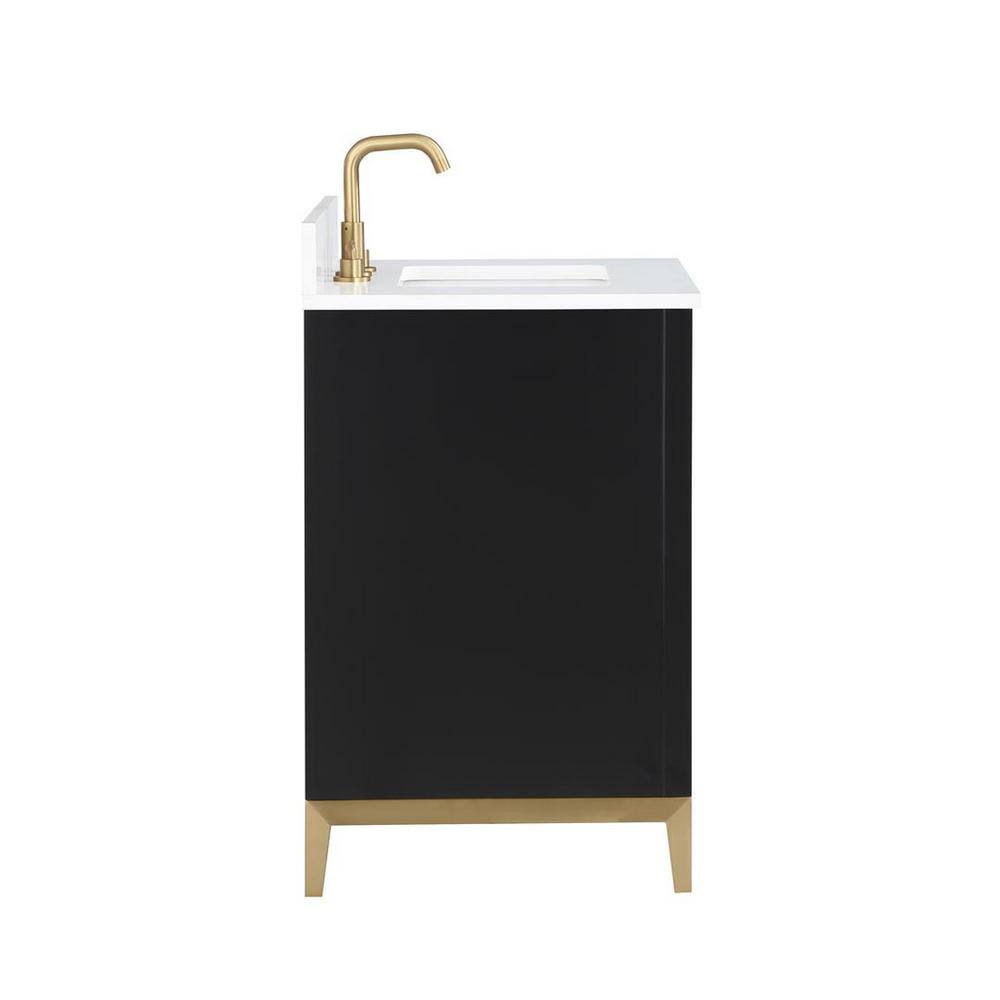 Gracie Midnight Black Single Bathroom Vanity with White Quartz Top