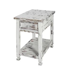 Country Cottage White Antique Chairside Table