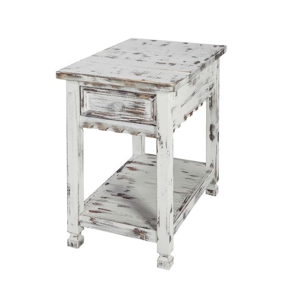 Alaterre Furniture Country Cottage White Antique Chairside Table