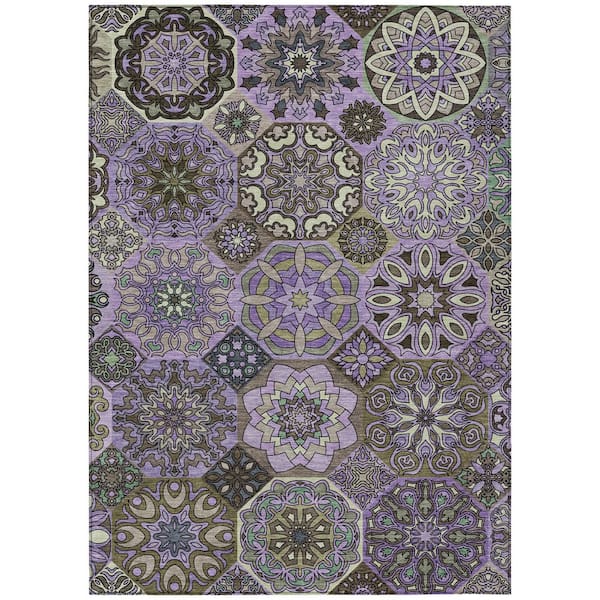 Chantille Machine Washable Indoor/Outdoor Abstract ACN2729 Purple 5 ft. x 7 ft. 6 in. Area Rug