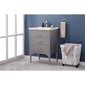 Mason 24 in. W x 18 in. D Bath Vanity in Gray with Porcelain Vanity Top in White with White Basin