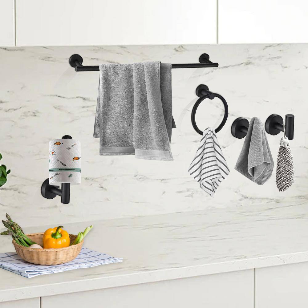 Matte Black Stainless Steel 5-Piece Bathroom Hardware Set