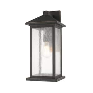 Portland Oil Rubbed Bronze Outdoor Hardwired Lantern Wall Sconce with No Bulbs Included