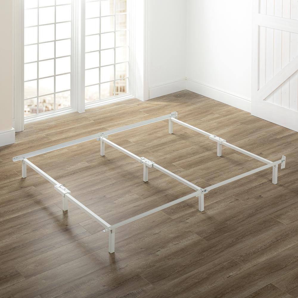 White Twin Metal Bed Frame with Headboard Brackets
