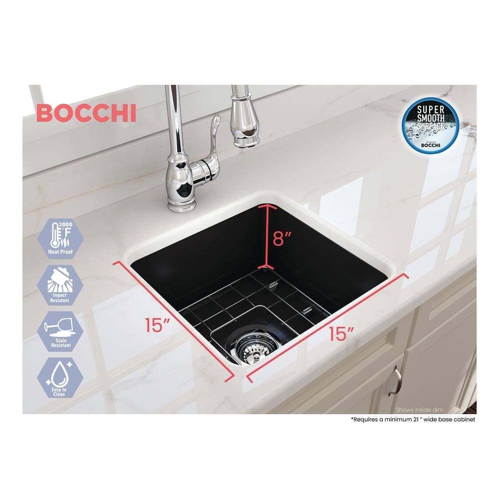 Matte Black Fireclay Single Bowl Drop-in Kitchen Sink