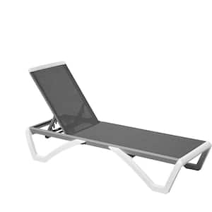 Gray Metal Adjustable Outdoor Chaise Lounge