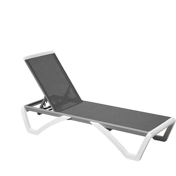 Cesicia Gray Metal Adjustable Outdoor Chaise Lounge