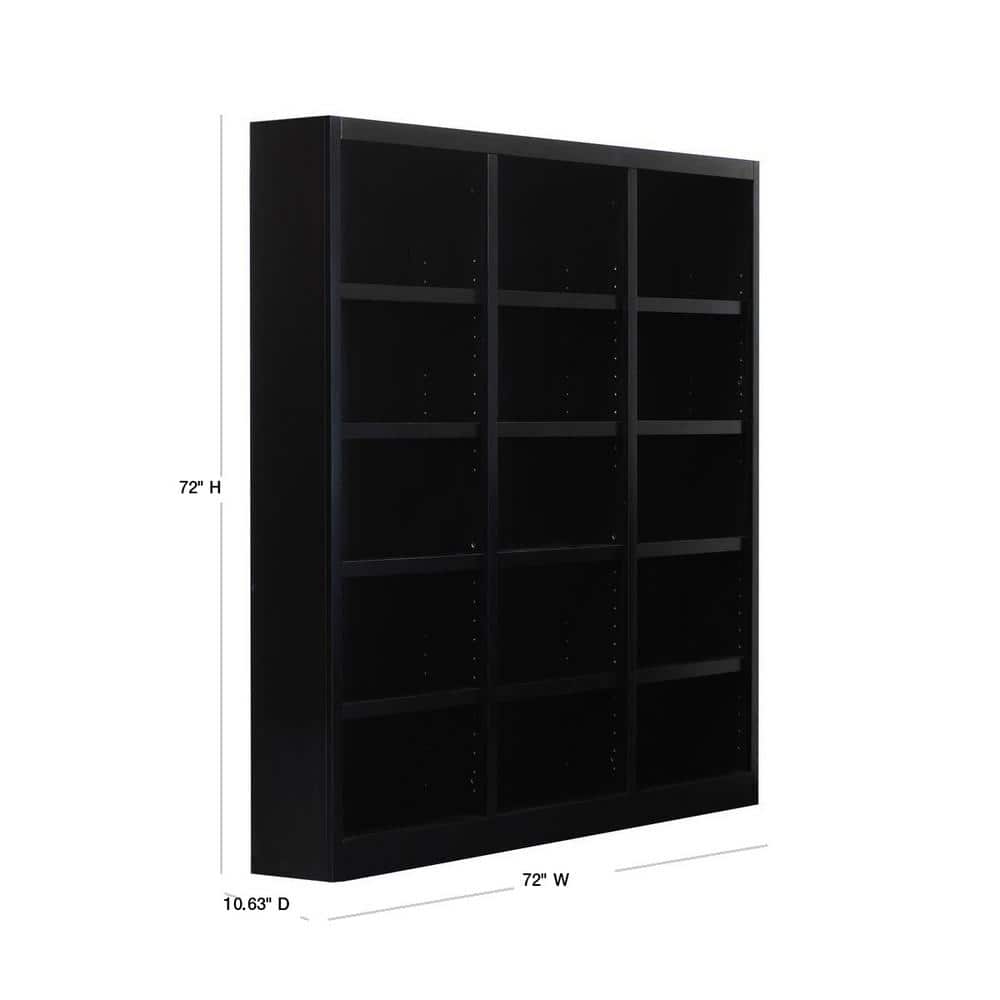 Espresso 72" Adjustable Wood Triple Wide Bookcase