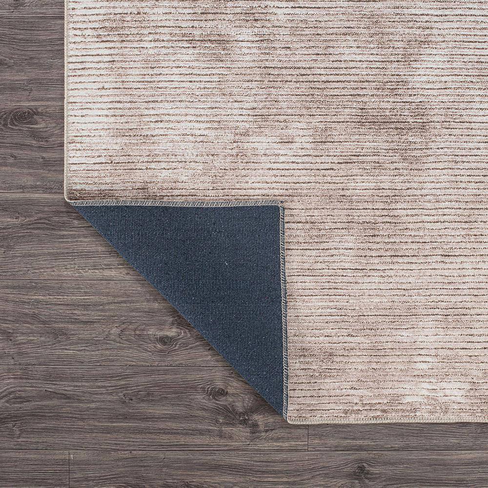 Beige Rectangular Flat Woven Stripe Machine Washable Area Rug